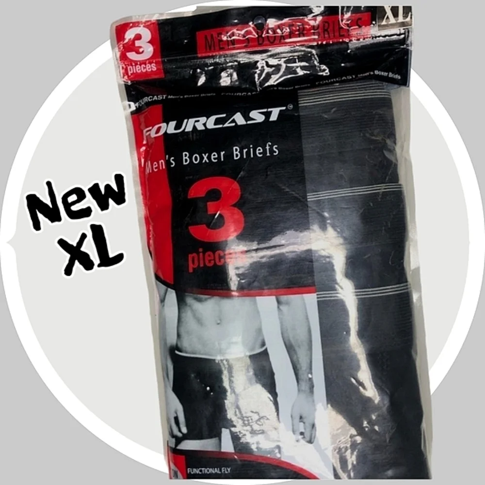 NEW XL Briefs, BLACK Mens Boxer Briefs 3 Pack